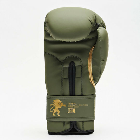 Leone Military Edition Боксови Ръкавици от Синтетична Кожа за Състезание Зелени