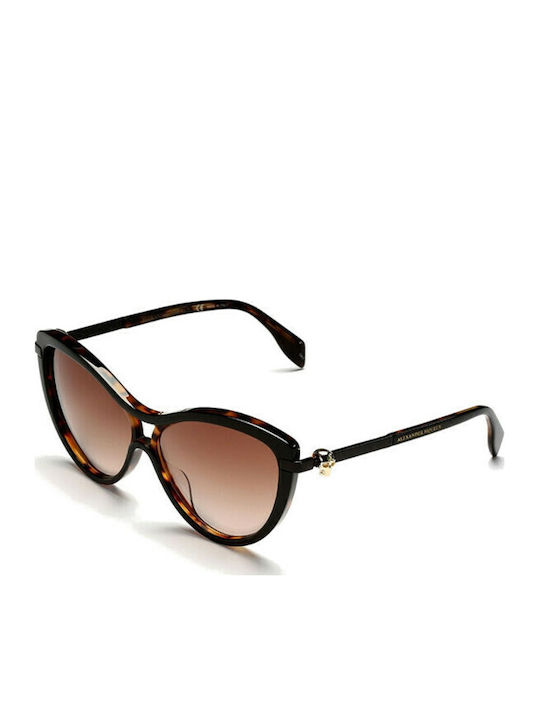 Alexander McQueen AM0021S 001 Γυαλιά Ηλίου Καφέ με Κοκκάλινο Σκελετό Alexander McQueen AM0021S 001 Γυαλιά Ηλίου Καφέ με Κοκκάλινο Σκελετό