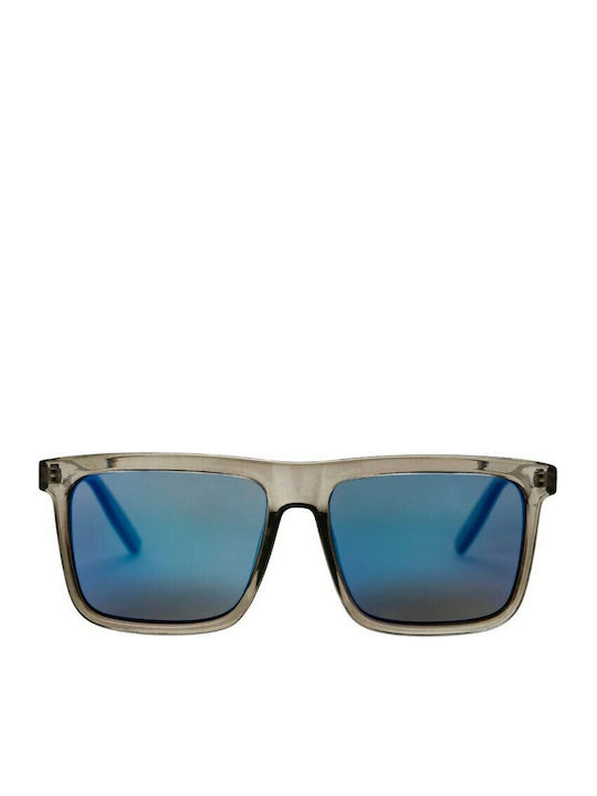 Chpo Bruce Men's Sunglasses with Gray Plastic Frame and Blue Mirror Lens 16132HC