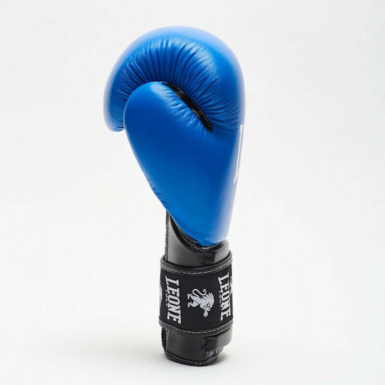 Leone Ambassador Boxing Gloves made of Synthetic Leather for Match Blue