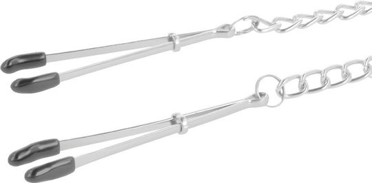 Darkness Metal Long Nipple Clams Nipple Clamps Metal Long Nipple Clams in Silver Color