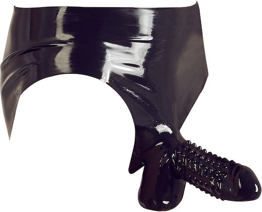 LateX Unterwäsche mit Dildo in Schwarz Farbe
