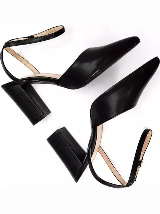 Pointed Toe Black High Heels with Strap