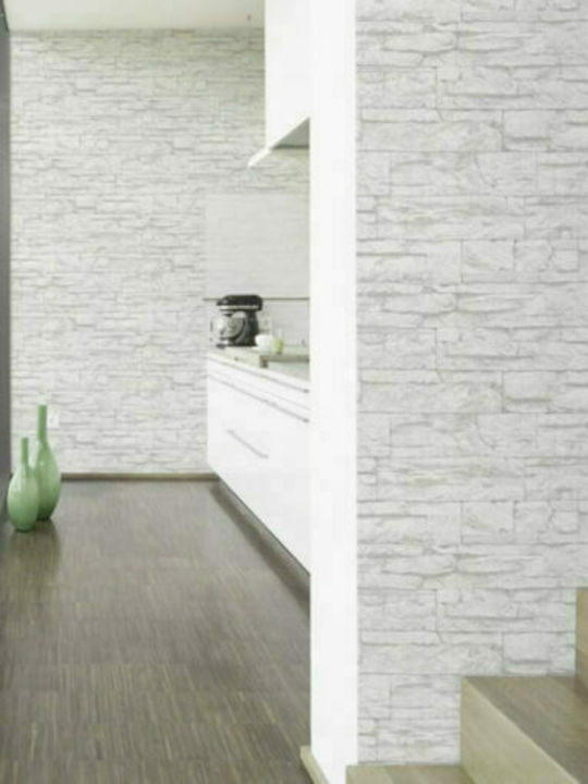 Ταπετσαρία Τοίχου Wood Stone Βινυλίου Γκρι 1000x53cm Πλενόμενη