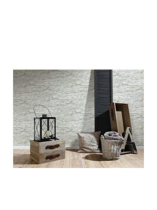 Ταπετσαρία Τοίχου Wood Stone Βινυλίου Γκρι 1000x53cm Πλενόμενη