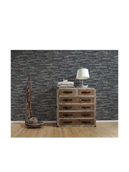 Wall Wallpaper Wood Stone Vinyl Gray 1000x53cm Washable