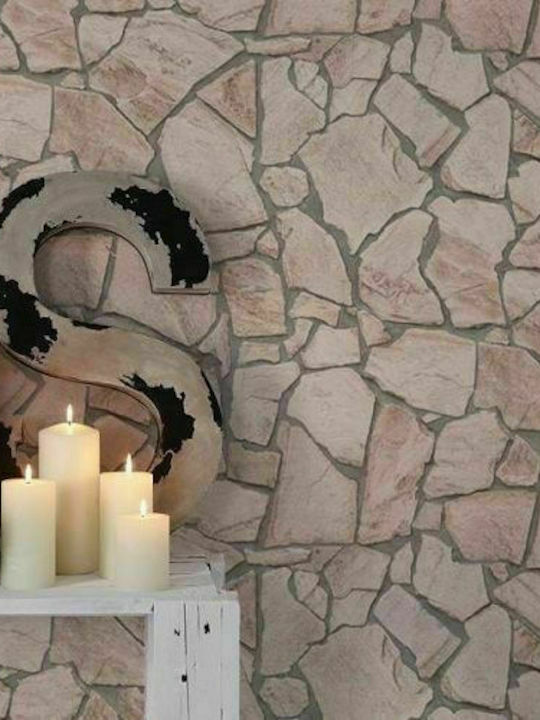 Ταπετσαρία Τοίχου Wood Stone Μπεζ 1000x53cm