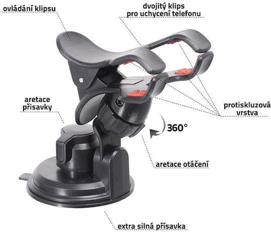 Compass Double Clips Поставка за Мобилен Телефон за Кола с Clip-Peg Черна