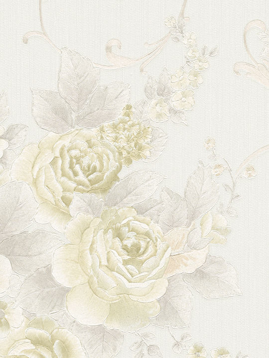 Wallpaper Romantico Vinyl Grey, Yellow L1000xW53cm Washable