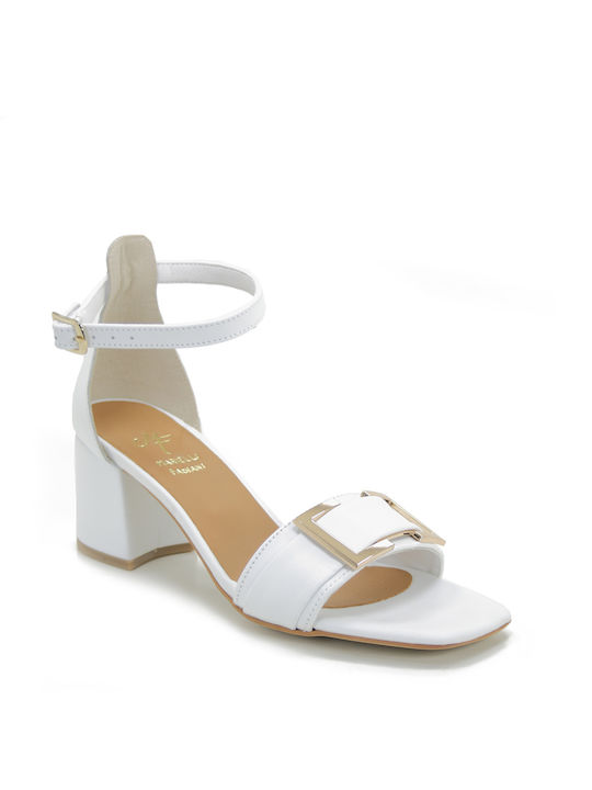 Mariella Fabiani Leather Women's Sandals with Ankle Strap White