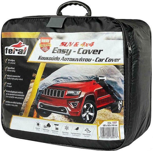 Feral Premium Covers for Car with Carrying Bag 440x185x145cm Waterproof Medium for SUV/JEEP Secured with Elastic