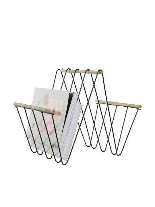 DKD Home Decor Metallic Magazine Rack Black 41x31x36cm