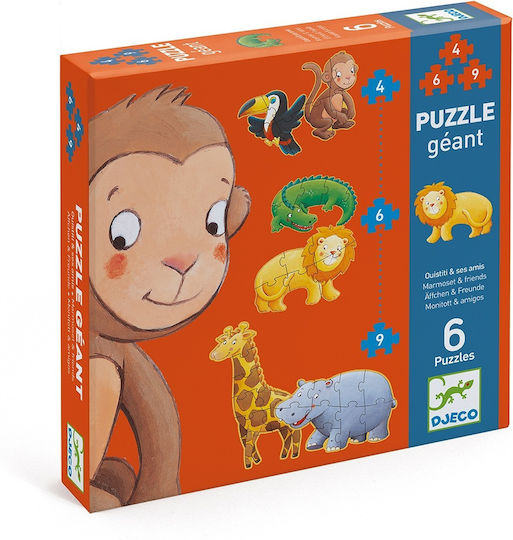 Kinderpuzzle Wilde Tiere für 3+ Jahre 9pcs Djeco