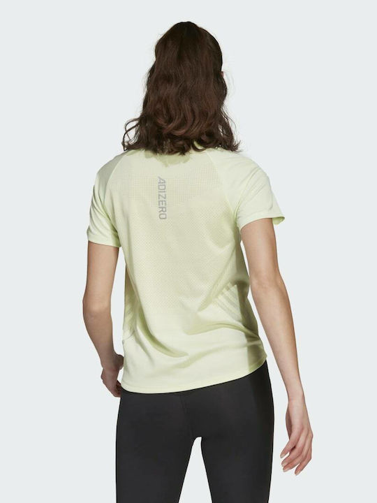 Adidas Parley Adizero Femeie Sport Tricou Uscare rapidă Monocrom Almost Lime