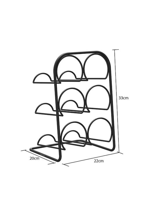 Tekno-Tel Tischplatte Flaschenhalter Metallisch für 6 Flaschen Silber 20x20x34εκ.