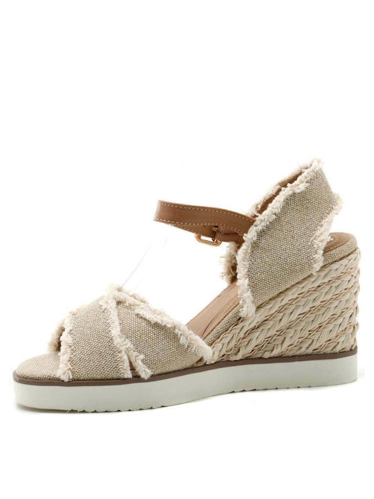 Wrangler Maiorca Women's Leather Platform Espadrilles Beige