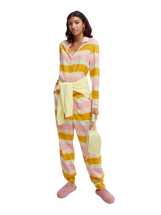 Scotch & Soda Bold Striped Damen Hoch tailliert Stoff Hose Gestreift Pink/Mustard