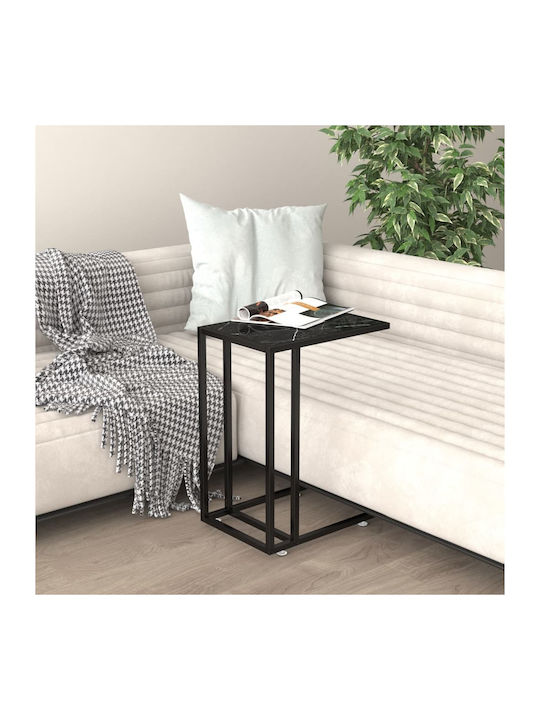 Rectangular Glass Side Table Μαύρο L50xW35xH65cm