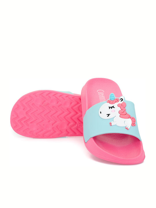 Kids' Slides Light Blue Unicorn