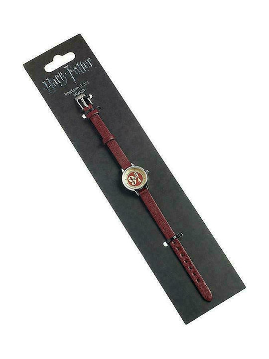 The Carat Shop Детски Аналогов Часовник Harry Potter Platform с Кожена Каишка Бордо
