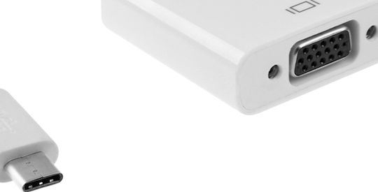 Convertor USB-C Masculin în VGA Feminin Alb 1 Bucată 18297
