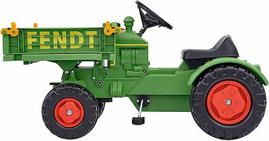 Tractor pentru copii Fendt Gear Tray De la picior la podea cu caruta si pedala Verde