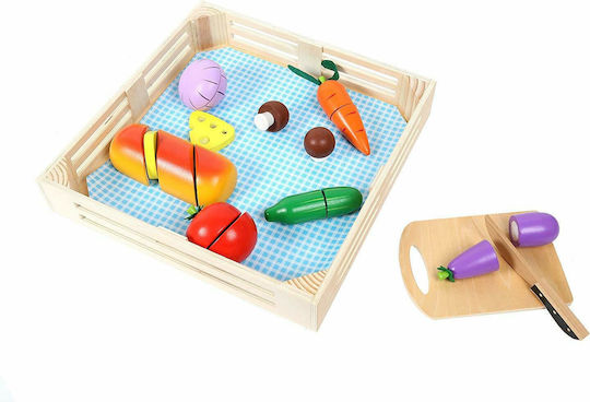 Tooky Toys Fruits & Vegetables Toy Vegetables and Cutting Bench made of Wood for 1+ Years Old