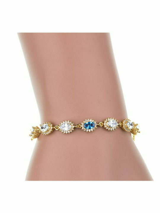 Gold plated silver rosette bracelet 925 with cubic zirconia stones