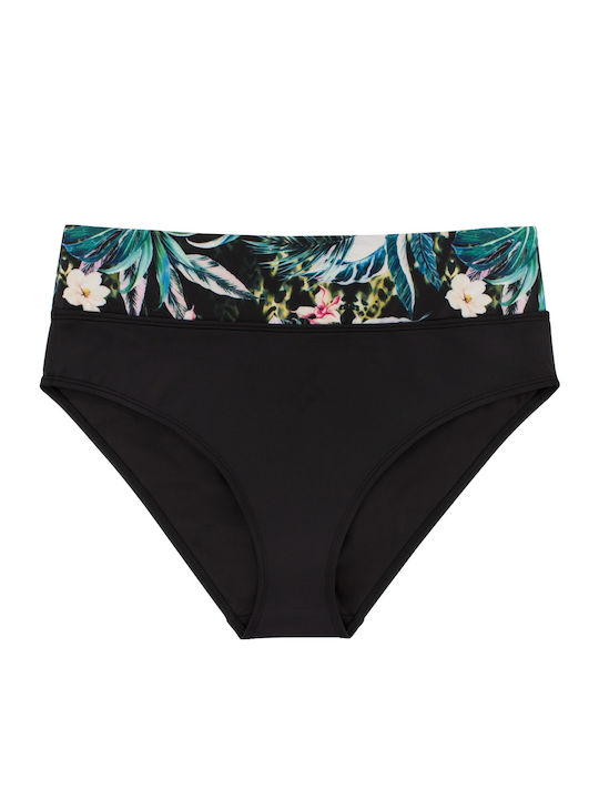 Bikini Slip Hohe Taille Schwarz