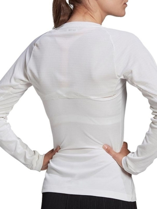 Adidas New York Shrug Women's Athletic Crop Top Long Sleeve Fast Drying White