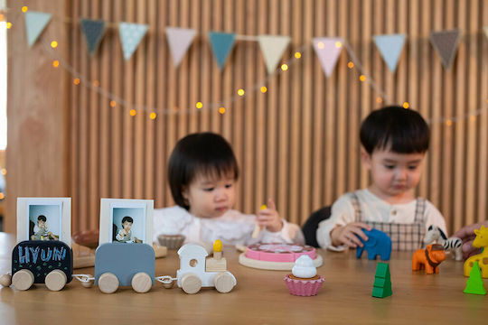 Plan Toys Όχημα Γιορτινό Τρενάκι από Ξύλο για 12+ Μηνών