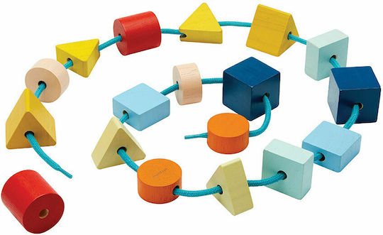 Plan Toys Παιχνίδι με Κορδόνια Χάντρες - Γεωμετρικά Σχήματα από Ξύλο για 24+ Μηνών