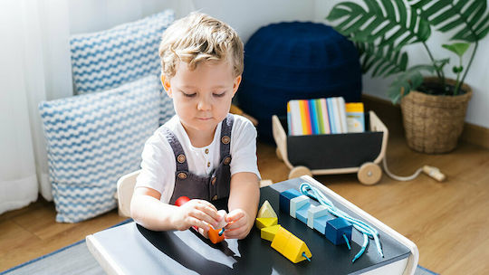 Plan Toys Παιχνίδι με Κορδόνια Χάντρες - Γεωμετρικά Σχήματα από Ξύλο για 24+ Μηνών