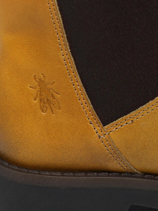 Reinfly Piele Cizme Chelsea pentru femei Mustard