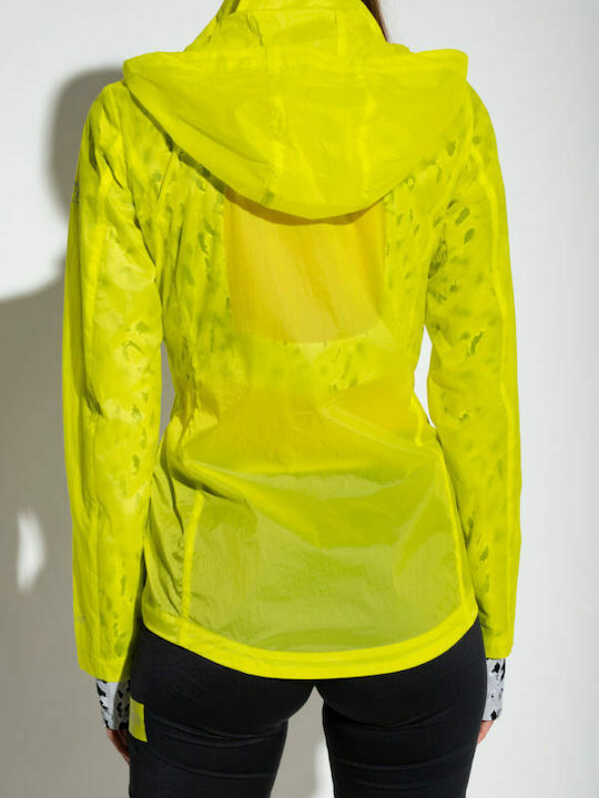 Emporio Armani Women's Short Sports Jacket for Spring or Autumn with Hood Yellow