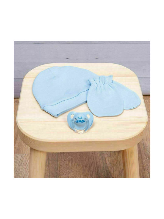 abo Kids Beanie Set with Gloves Fabric Light Blue for Newborn