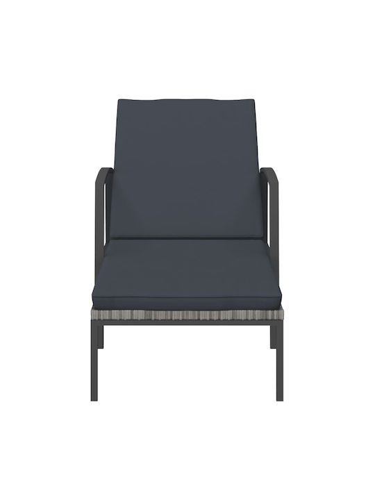 Liegestuhl Rattan mit Kissen Grey mit Tisch 2Stück 195x60x95cm.