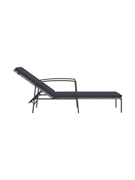Liegestuhl Rattan mit Kissen Grey mit Tisch 2Stück 195x60x95cm.