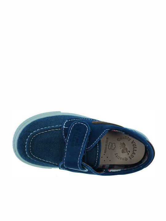 Boys Anatomic Leather Moccasins with Velcro Blue
