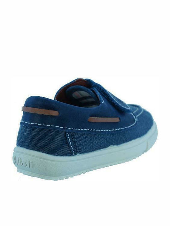 Boys Anatomic Leather Moccasins with Velcro Blue