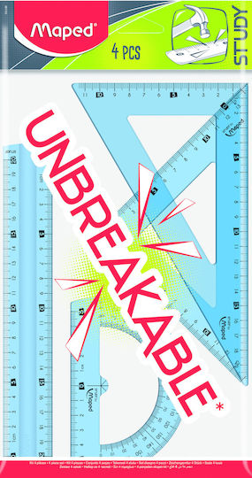 Maped Set of 4 Geometric Instruments Plastic Study Unbreakable (Μiscellaneous colours)