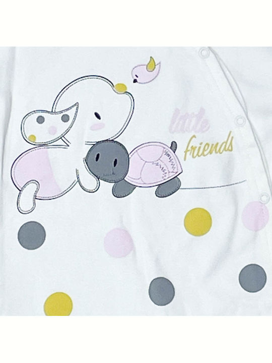 Baby overalls with polka dot animals white-pink for girls (6-12 months)