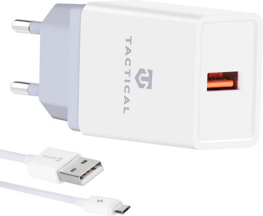 Tactical Ladegerät mit USB-A Anschluss und Kabel Micro-USB Weißs (LZ-067)