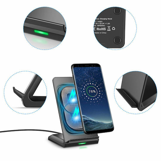 Choetech Încărcător Wireless (Qi Pad) 10W Negruς (T524-S & Cable)