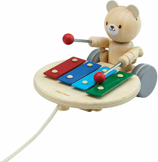 Plan Toys Pull-Along Toy Sliding Bear made of Wood with Sounds for 12++ Months