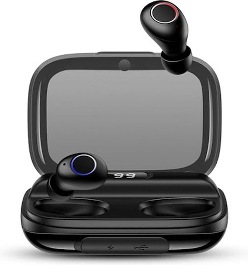 Usams US-YJ001 In-ear Bluetooth Handsfree Ακουστικά με Αντοχή στον Ιδρώτα και Θήκη Φόρτισης Μαύρα