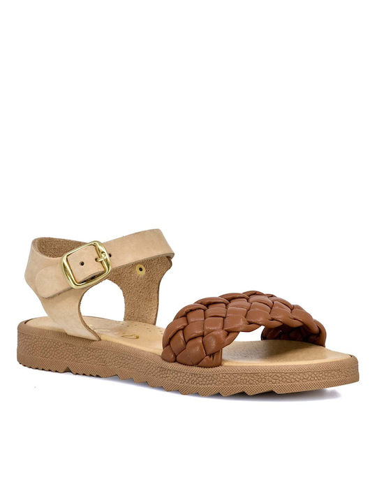 RICO MONDO SANDALS FOR GIRL-CASUAL-EXTRA LIGHT/SOFT-EASTERN-BEIGE/BROWN LEATHER-LEATHER