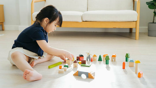 Plan Toys Cuburi De Construit La Țară Din Lemn Pentru 3+ Ani 42 Bucăți