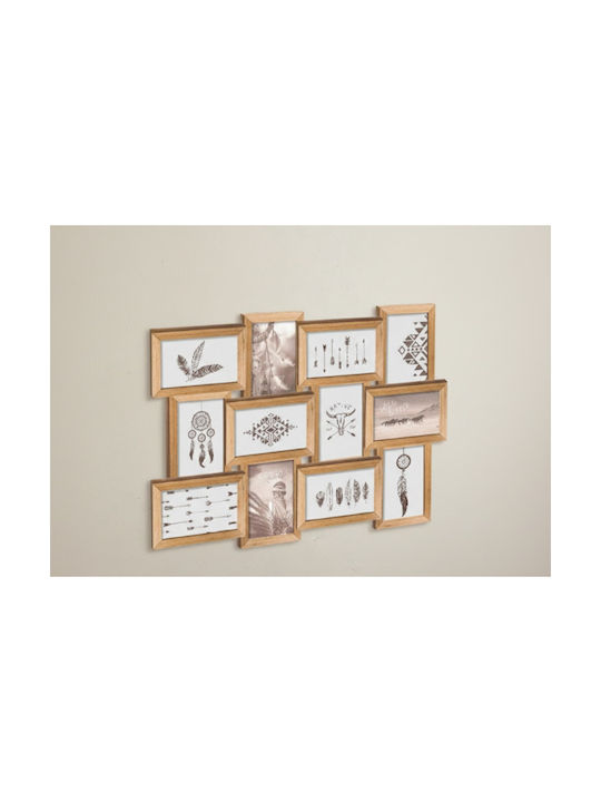 A-s Beige Multi Picture Frame Wall 12 Positions Wooden with Beige Frame