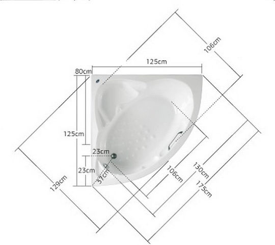 Acrilan Starline Acrylic Corner Bathtub 125x125cm